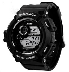 Fanmis S-Shock Multi Function Digital LED Quartz Watch Water Resistant Electronic Sport Watches Black