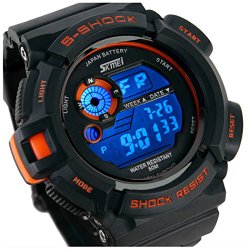 Fanmis S-Shock Multi Function Digital LED Quartz Watch Water Resistant Electronic Sport Watches Orange