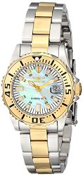 Invicta Women’s 6895 Pro-Diver Stainless Steel, 18k Yellow Gold-Plated, and Mother-of-Pearl Bracelet Watch
