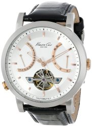 Kenneth Cole New York Men’s KC8014 Automatic Round White Dial Rose Gold Detail Strap Watch