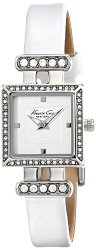 Kenneth Cole New York Women’s KC2825 “Classic” Crystal-Accented Stainless Steel Watch with White Leather Strap