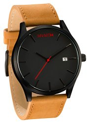 MVMT Watches Black Face with Tan Leather Strap Men’s Watch