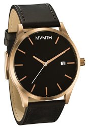 MVMT Watches Rose Gold Case with Black Leather Strap Men’s Watch