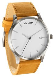 MVMT Watches White Face with Tan Leather Strap Men’s Watch