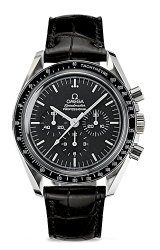 Omega Speedmaster Chronograph Black Dial Black Leather Mens Watch 31133423001001