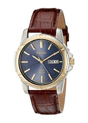 Seiko Men’s SNE102 Stainless Steel and Brown Leather Strap Solar Watch