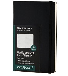 Moleskine 2015-2016 Weekly Notebook, 18M, Large, Black, Hard Cover (5 x 8.25)