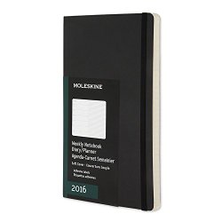 Moleskine 2016 Weekly Notebook, 12M, Pocket, Black, Soft Cover (3.5 x 5.5)