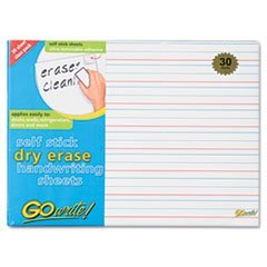 GoWrite! Dry Erase Handwriting Ruled Sheets With Adhesive, 11″X8 1/4″, 30 Sheets
