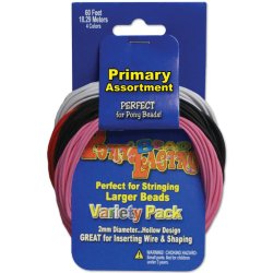 Pepperell Pony Bead Lacing Cord Variety Pack, 60-Feet, Primary Colors
