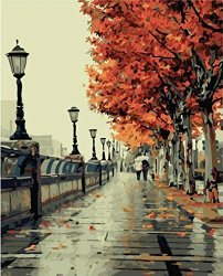 1 X Diy oil painting, paint by number kit- Romantic love autumn 16*20 inch.