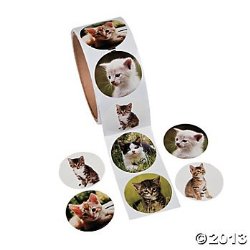 100 Adorable KITTY CAT Stickers/Kitten/KITTIES/CLASSROOM Rewards/COLLECTIBLE/PARTY FAVORS/Roll of 100