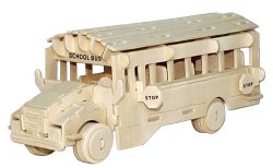 Puzzled, Inc. 3D Natural Wood Puzzle – School Bus