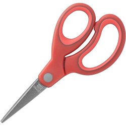 Sparco 5-Inch Kids Pointed End Scissors, Rubber, Red (SPR39044)
