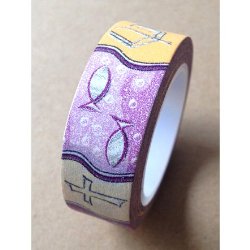 Washi Tape 15mmX10m-Purple Christian Symbols 4 rolls per package