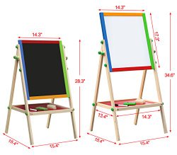 Yaheetech Children Kids Free Standing 2 in 1 Black / White Wooden Easel Chalk Drawing Board (Large)