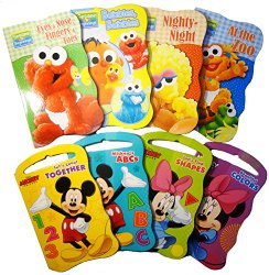 2 Set of Baby Toddler Beginnings Board Books (Sesame Street Set + Mickey Mouse and Friends Set) – Total 8 Books