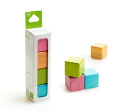 4 Piece Tegu Magnetic Wooden Block Cube Set, Tints