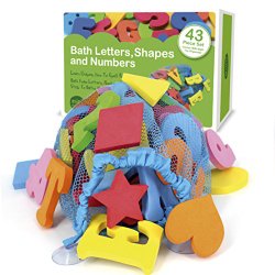 43 Piece Set Foam Bath Letters and Numbers With Bonus Shapes
