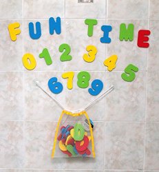 Click N’ Play Bath Foam Letters & Numbers with Mesh Bath Toys Organizer (36 Count)