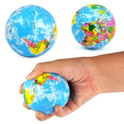 Dcolor NEW WORLD MAP FOAM EARTH GLOBE STRESS RELIEF BOUNCY BALL ATLAS GEOGRAPHY TOY