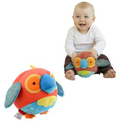 KingMas Cute Animal Ball shaped Stuffed Soft Toy Bell Rattle Gift Baby Kids – Parrot