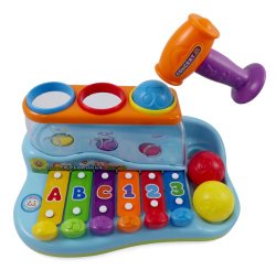 Rainbow Xylophone Piano Pounding Bench for Kids with Balls and Hammer