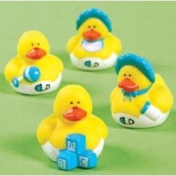 Two Dozen (24) Blue BOY Mini Rubber Ducky Duck Baby Shower Birthday Party Favors Children, Kids, Game