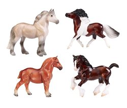 Breyer Stablemates British Pony & Draught Stick Horse 4 Piece Set (1:32 Scale)