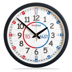 EasyRead Time Teacher Children’s Wall Clock with simple 3-Step Teaching System, for home & school classroom, 14″ dia, learn to tell the time , ages 5-12