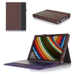 ProCase Premium Folio Cover Case with Stand for Microsoft Surface PRO 3 (3rd Generation) Windows 8.1 Tablet (12 inch), Compatible with Surface Pro Type Cover Keyboard, Built-in Stand with Multiple viewing Angles, exclusive for Surface Pro 3 (Brown/Black)