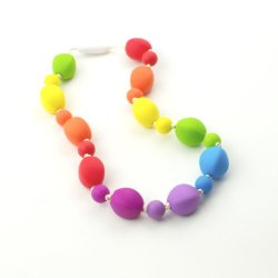 Silicone Oral Sensory Autism Chewable Necklace Child Size 18” – Bitey Beads (Rainbow)