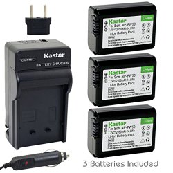 Kastar Battery (3-Pack) and Charger Kit for Sony NP-FW50