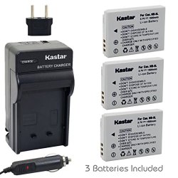 Kastar NB-5L Battery (3-Pack) and Charger Kit for Canon Cameras