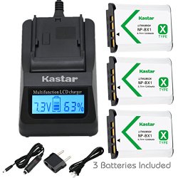 Kastar Ultra Fast Charger Kit and Battery (3-Pack) for Sony NP-BX1