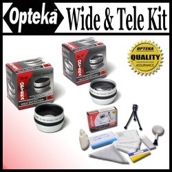 Opteka 0.5x Wide Angle & 2x Telephoto HD2 Pro Lens Set for Canon Camcorders