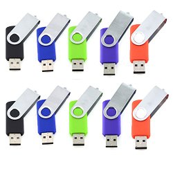 10pcs 4GB Swivel Design USB 2.0 Flash Drive Memory Stick (5 Mixed Colors: Black Blue Green Purple Red)