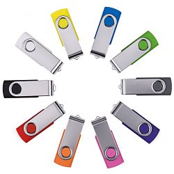 Enfain USB Key Flash Drive Memory Stick 8GB – Multi Color Assorted 10 Pack (8GB, Mix)