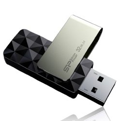 Silicon Power 32GB Blaze B30 USB 3.0 Swivel Flash Drive, Black (SP032GBUF3B30V1K)