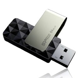 Silicon Power 64GB Blaze B30 USB 3.0 Swivel Flash Drive, Black (SP064GBUF3B30V1K)