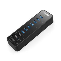 Anker 10-Port 60W USB 3.0 Hub with 7 Data Transfer Ports and 3 PowerIQ Charging Ports for iPhone, iPhone 6s, iPhone 6s Plus, iPad, Samsung and More