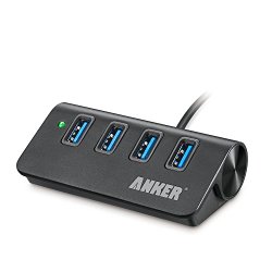Anker® USB 3.0 4-Port Portable Aluminum Hub with 2-Foot USB 3.0 Cable (Carbon)