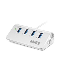 Anker® USB 3.0 4-Port Portable Aluminum Hub with 2-Foot USB 3.0 Cable (Silver)