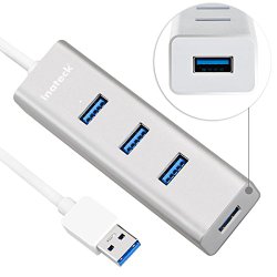 Inateck Unibody Aluminum 4-Port USB 3.0 Hub with 1ft USB 3.0 Cable for MacBook Air, Surface Pro 3 and Other Tablet PCs [RTL5401 Chipset, 4 Ports USB 3.0]