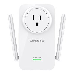 Linksys AC1200 Amplify Dual Band High-Power Wi-Fi Range Extender with Intelligent Spot Finder Technology and AC Pass Thru (RE6700)