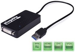 Plugable USB 3.0 to VGA / DVI / HDMI Video Graphics Adapter for Multiple Monitors up to 2048×1152 / 1920×1080 (Supports Windows 10, 8.1, 7, XP)