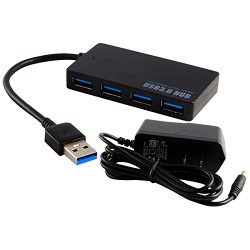 Protronix 4 Port USB 3.0 Hub with 5V/2A Power Adapter