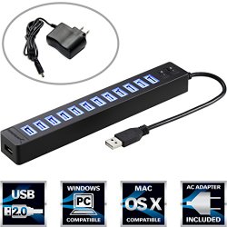 Sabrent 13 Port High Speed USB 2.0 Hub with Power Adapter And 2 Control Switches (HB-U14P)