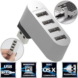 Sabrent Premium 4 Port Aluminum Mini USB 2.0 Rotatable Hub [90°/180° Degree Rotatable] (HB-UMMC)