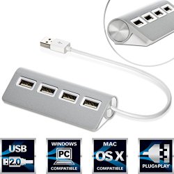 Sabrent Premium 4 Port Aluminum USB Hub (9.5″ cable) for iMac, MacBook, MacBook Pro, MacBook Air, Mac Mini, or any PC (HB-UMAC)